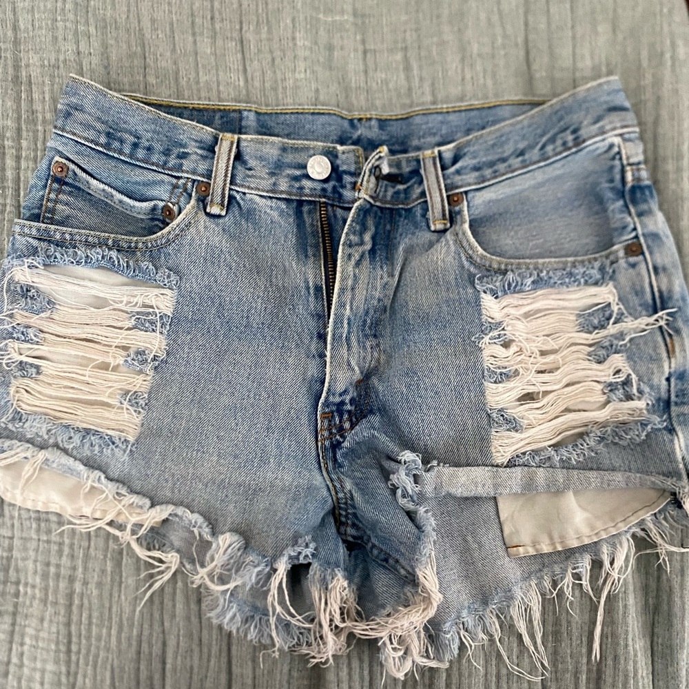 Levi's Light Blue Distressed Jean Shorts